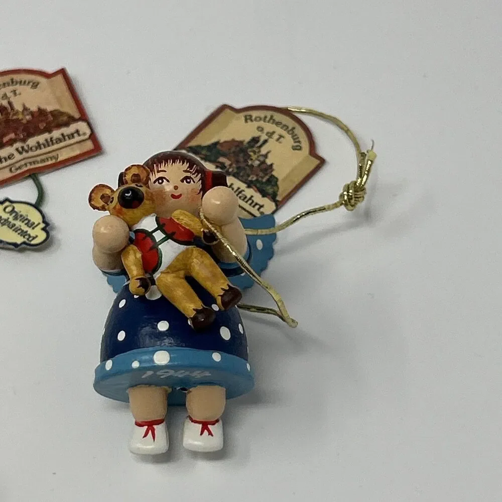 Kathe Wohlfahrt Rothenburg Germany Christmas Wood Ornaments Lot Of 3